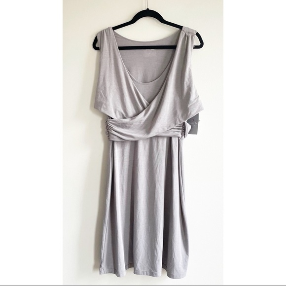 NEW. Athleta Adriana Sleeveless Wrap Dress Light Gray Size XL - Picture 3 of 8